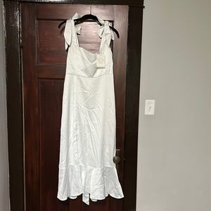 Show me your Mumu Garden midi dress in Ivory Luxe Satin NWT